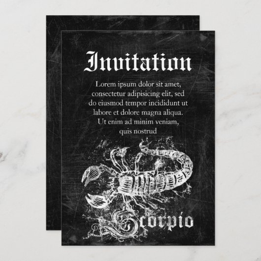 〔占星術の〕十二宮図ヴィンテージ蠍座 招待状 (正面/裏面)