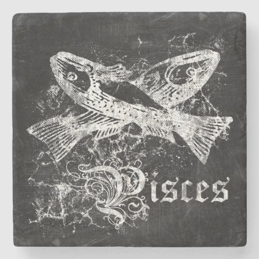〔占星術の〕十二宮図ヴィンテージ魚座 ストーンコースター (正面)