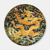 〔占星術の〕十二宮図中国のアンティーク刺繍金龍 マグネット (正面)