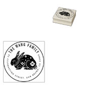 〔占星術の〕十二宮図中国のウサギ |ファミリ名差出人住所 ラバースタンプ (押印)