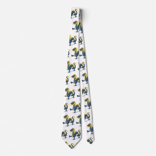 〔占星術の〕十二宮図中国のドラゴンかわいい星占いサインホワイト ネクタイ (正面)