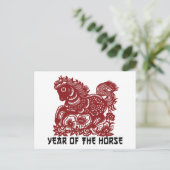 〔占星術の〕十二宮図中国のホースペーパーカット ポストカード (スタンド正面)