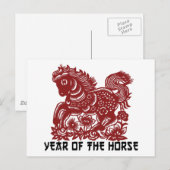 〔占星術の〕十二宮図中国のホースペーパーカット ポストカード (正面/裏面)