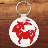 〔占星術の〕十二宮図中国のヤギの抄紙イラストレーション キーホルダー (正面)