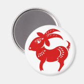 〔占星術の〕十二宮図中国のヤギの抄紙イラストレーション マグネット (正面/裏面)