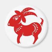 〔占星術の〕十二宮図中国のヤギの抄紙イラストレーション マグネット (正面)