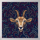 〔占星術の〕十二宮図中国のヤギ |〔占星術の〕十二宮図デジタルプリント ポスター (正面)