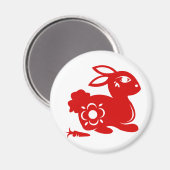 〔占星術の〕十二宮図中国のラビット抄紙イラストレーション マグネット (正面/裏面)