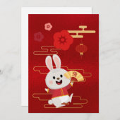 〔占星術の〕十二宮図中国のラビット金ゴールドレッドフォイル シーズンカード (正面/裏面)