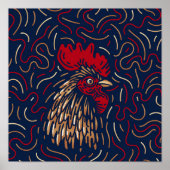 〔占星術の〕十二宮図中国のレッドルースター |〔占星術の〕十二宮図デジタルプリント ポスター (正面)