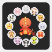 〔占星術の〕十二宮図中国の辰年2012ステッカー スクエアシール (正面)