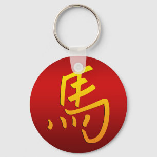〔占星術の〕十二宮図中国の馬サイン キーホルダー