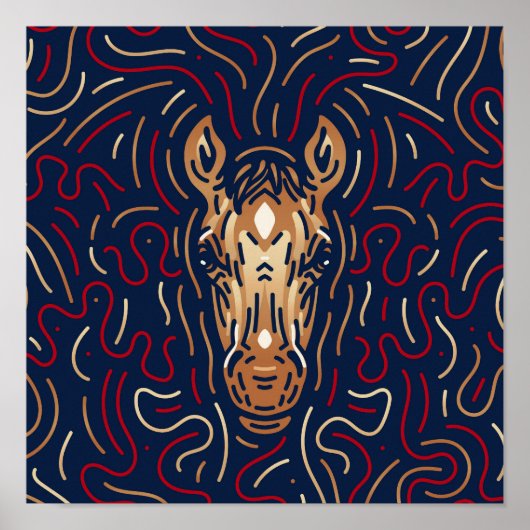 〔占星術の〕十二宮図中国の馬 |〔占星術の〕十二宮図デジタルプリント ポスター (正面)