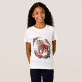 〔占星術の〕十二宮図中国の – 装飾虎とフローラパット Tシャツ (正面フル)