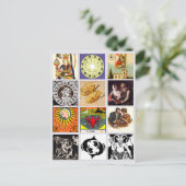 〔占星術の〕十二宮図占い師タロットカードアートコラージュ ポストカード (スタンド正面)