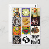 〔占星術の〕十二宮図占い師タロットカードアートコラージュ ポストカード (正面/裏面)