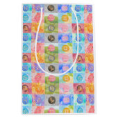 〔占星術の〕十二宮図占星術のシンボルや象徴誕生日アート ミディアムペーパーバッグ (正面)