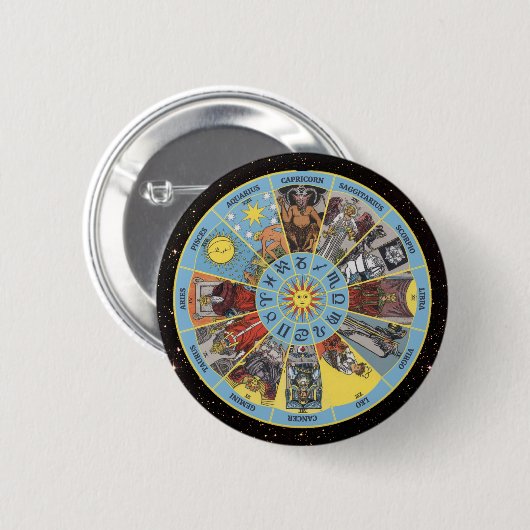 〔占星術の〕十二宮図占星術の円とタロットカード 缶バッジ (正面&裏面)