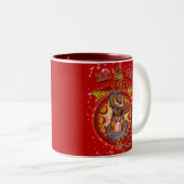 (占星術の)十二宮図及びドラゴンが付いているトラのマグの中国のな年 ツートーンマグカップ (正面右)
