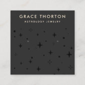 〔占星術の〕十二宮図天体ブラックイヤリング スクエア名刺 (正面)