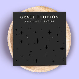 〔占星術の〕十二宮図天体ブラックイヤリング スクエア名刺