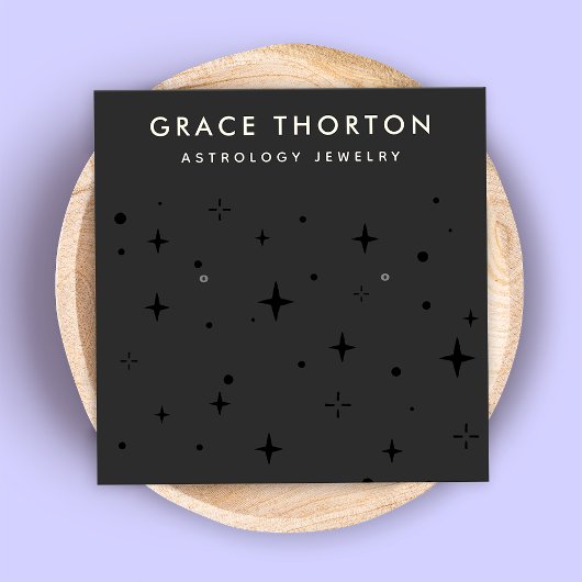 〔占星術の〕十二宮図天体ブラックイヤリング スクエア名刺