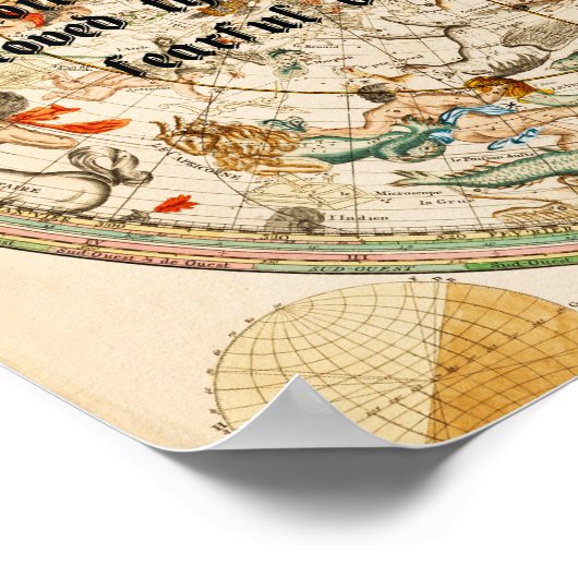 〔占星術の〕十二宮図天球地図星占い星引用文アート ポスター (角)