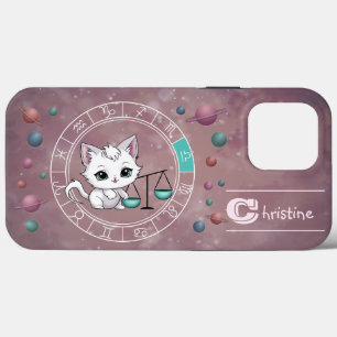 〔占星術の〕十二宮図天秤座かわいいキャットホイールプラネットアストロロジー iPhone 13 PRO MAXケース
