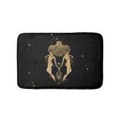 〔占星術の〕十二宮図女神 |コズミック金ゴールドジェミニ星占い バスマット (正面)