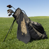 〔占星術の〕十二宮図女神 |コズミック金ゴールドレオアストロロジー ゴルフタオル (グリーン)