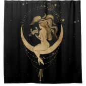 〔占星術の〕十二宮図女神 |宇宙金ゴールドがん占星術 シャワーカーテン (正面)