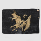 〔占星術の〕十二宮図女神 |宇宙金ゴールドタウロス星占 ゴルフタオル (横)