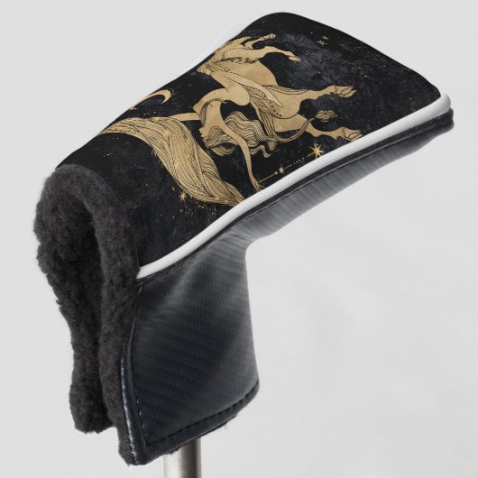 〔占星術の〕十二宮図女神 |宇宙金ゴールドタウロス星占 ゴルフヘッドカバー (3/4 正面)