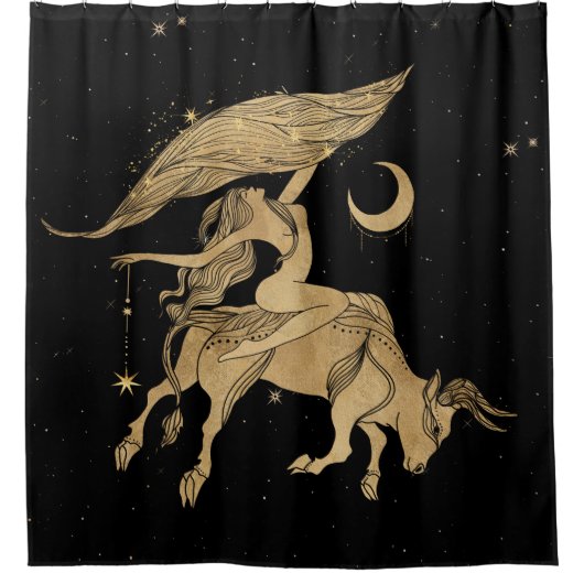 〔占星術の〕十二宮図女神 |宇宙金ゴールドタウロス星占 シャワーカーテン (正面)