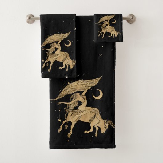 〔占星術の〕十二宮図女神 |宇宙金ゴールドタウロス星占 バスタオルセット (インサイチュ)