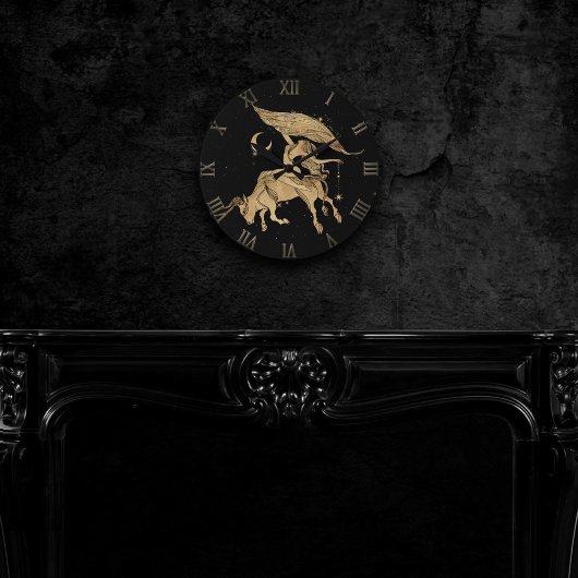 〔占星術の〕十二宮図女神 |宇宙金ゴールドタウロス星占 ラウンド壁時計