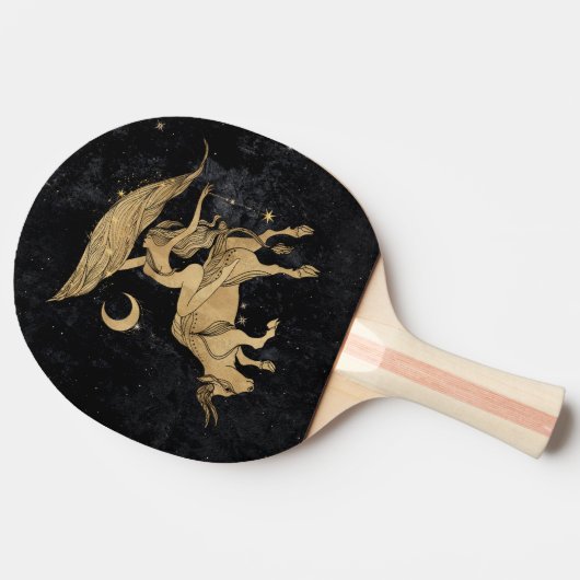 〔占星術の〕十二宮図女神 |宇宙金ゴールドタウロス星占 卓球ラケット (横)