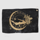 〔占星術の〕十二宮図女神 |宇宙金ゴールド天秤座占星術 ゴルフタオル (横)