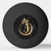 〔占星術の〕十二宮図女神 |宇宙金ゴールド天秤座占星術 卓球ボール (裏面)