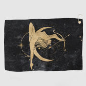 〔占星術の〕十二宮図女神 |宇宙金ゴールド射手座占星術 ゴルフタオル (横)