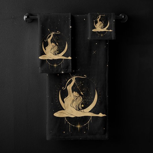 〔占星術の〕十二宮図女神 |宇宙金ゴールド射手座占星術 バスタオルセット