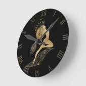 〔占星術の〕十二宮図女神 |宇宙金ゴールド星占い ラウンド壁時計 (傾斜)