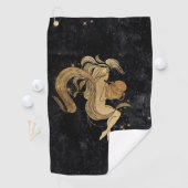 〔占星術の〕十二宮図女神 |宇宙金ゴールド水族星占い ゴルフタオル (インサイチュ)