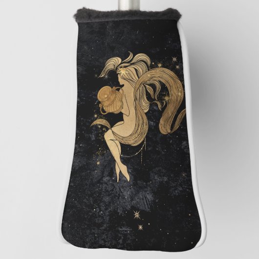 〔占星術の〕十二宮図女神 |宇宙金ゴールド水族星占い ゴルフヘッドカバー (回転90)