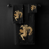 〔占星術の〕十二宮図女神 |宇宙金ゴールド水族星占い バスタオルセット