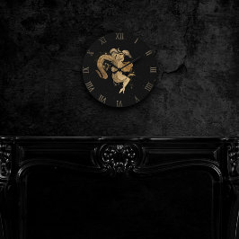 〔占星術の〕十二宮図女神 |宇宙金ゴールド水族星占い ラウンド壁時計