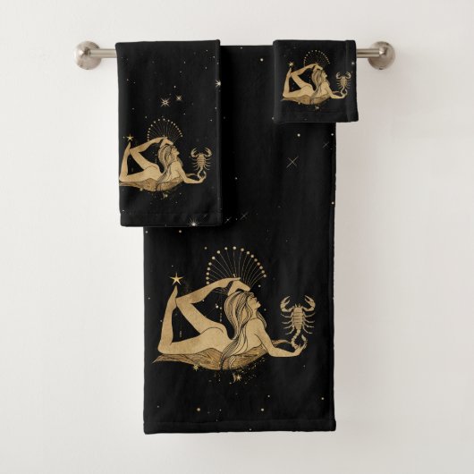 〔占星術の〕十二宮図女神 |宇宙金ゴールド蠍座占星術 バスタオルセット (インサイチュ)