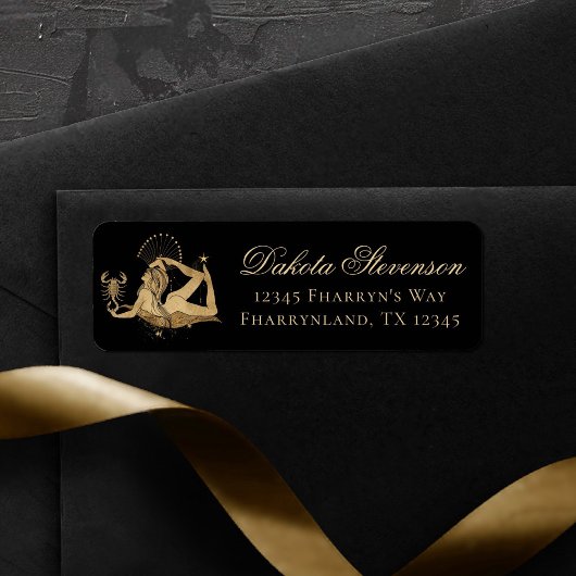 〔占星術の〕十二宮図女神 |宇宙金ゴールド蠍座占星術 ラベル