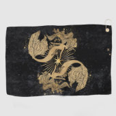 〔占星術の〕十二宮図女神 |宇宙金ゴールド魚座の占星術 ゴルフタオル (横)