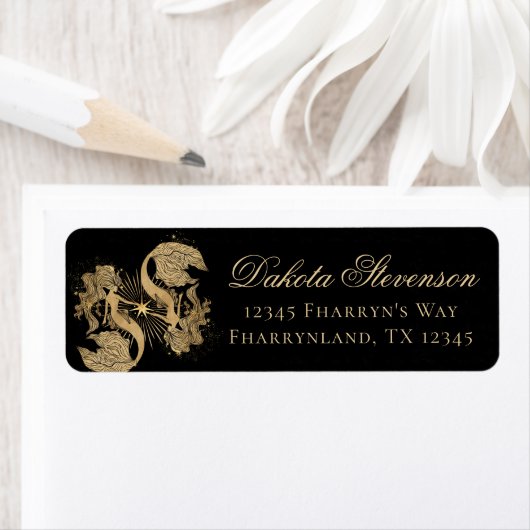 〔占星術の〕十二宮図女神 |宇宙金ゴールド魚座の占星術 ラベル (インサイチュ)